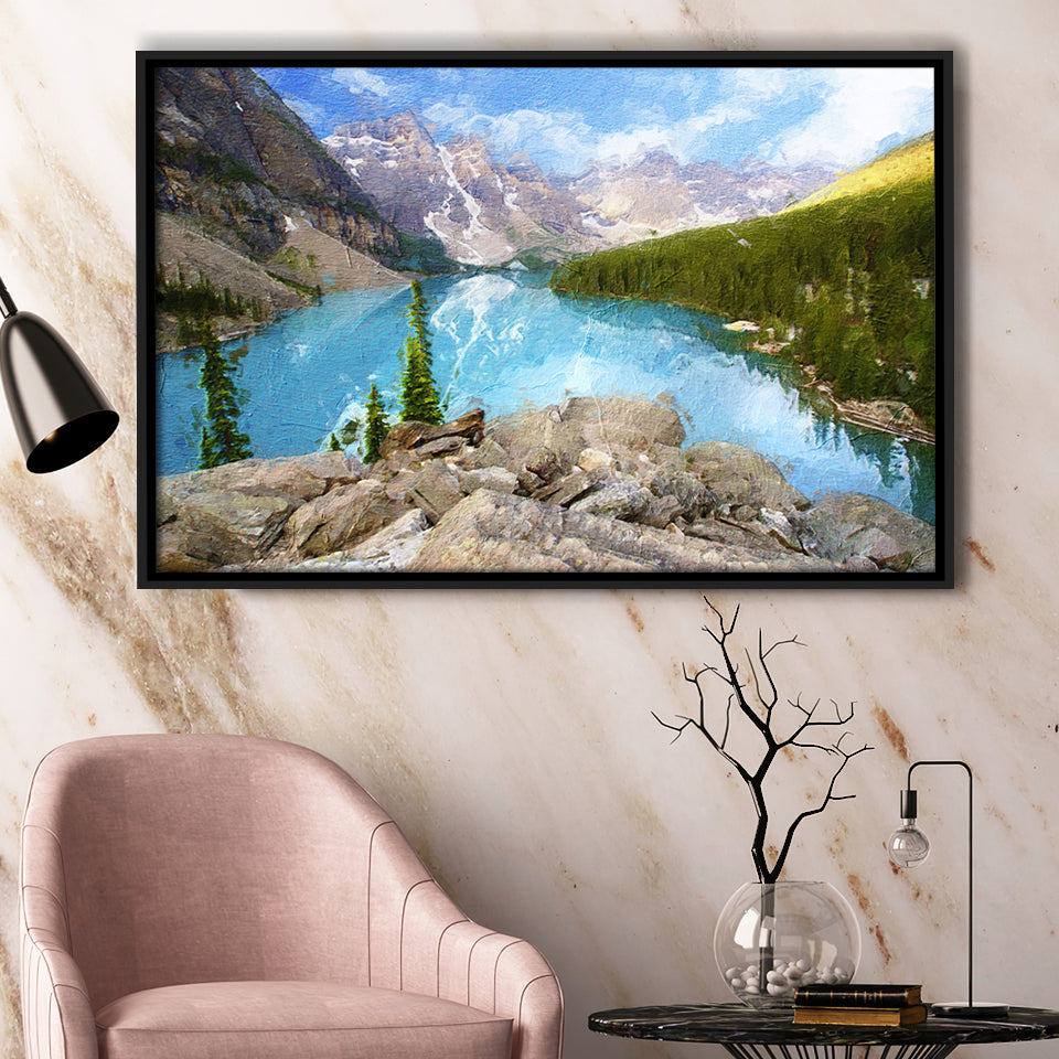 Moraine Lake Framed Canvas Prints Wall Art Decor - Paiting Canvas, Art Prints, Floating Frame