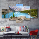 Moraine Lake 5 Piece Canvas Prints Wall Art Decor - Painting Canvas, Multi Panels