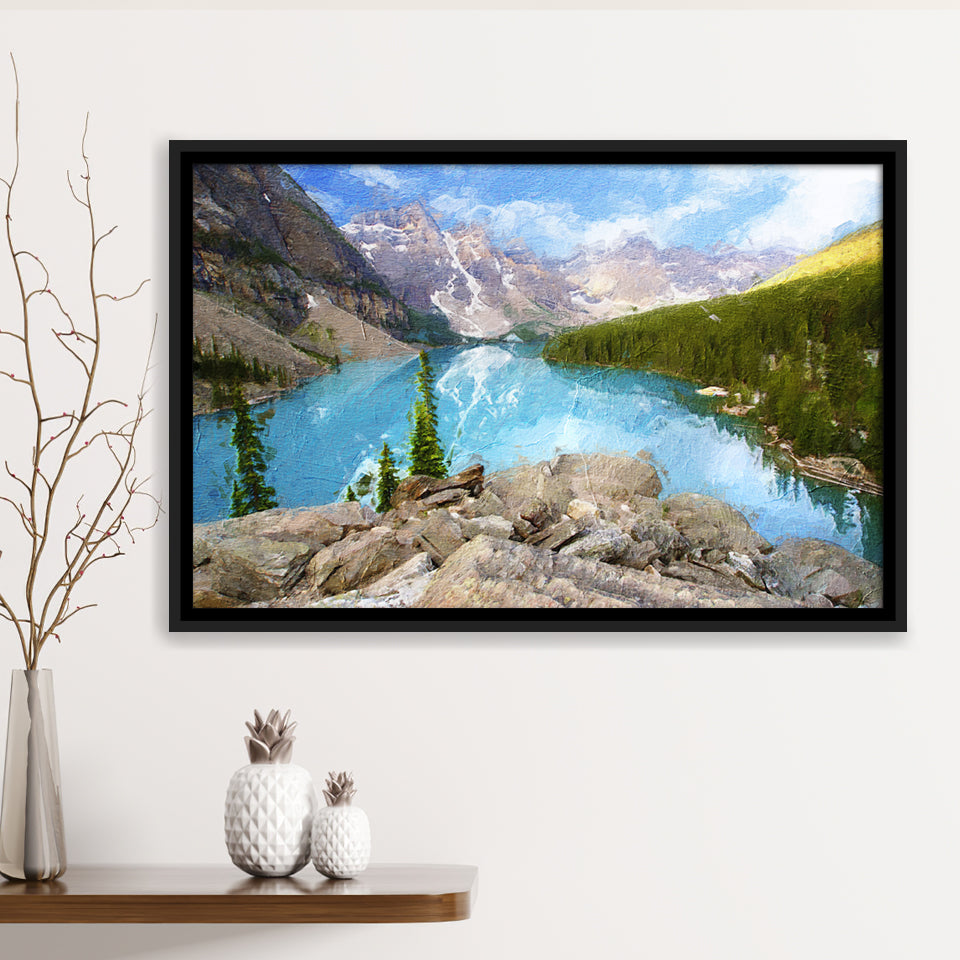 Moraine Lake Framed Canvas Prints Wall Art Decor - Paiting Canvas, Art Prints, Floating Frame
