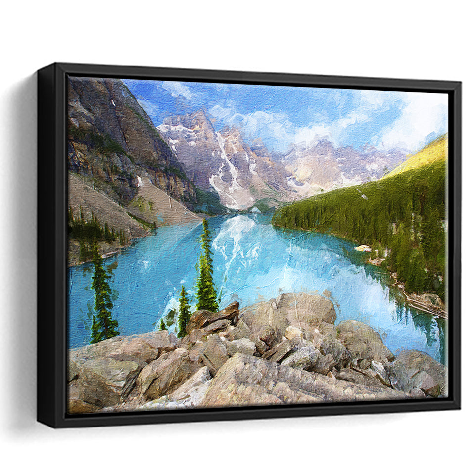 Moraine Lake Framed Canvas Prints Wall Art Decor - Paiting Canvas, Art Prints, Floating Frame