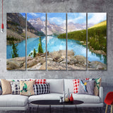 Moraine Lake 5 Piece B Canvas Prints Wall Art Decor - Painting Canvas, Multi Panels