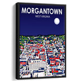 Morgantown WV Art V1, Large Canvas, Framed Canvas Print Wall Art Home Decor, Floating Frame