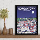 Morgantown WV Art V1, Large Canvas, Framed Canvas Print Wall Art Home Decor, Floating Frame