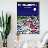 Morgantown WV Art V1, Large Canvas, Framed Canvas Print Wall Art Home Decor, Floating Frame