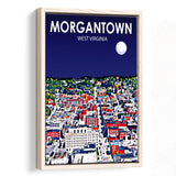 Morgantown WV Art V1, Large Canvas, Framed Canvas Print Wall Art Home Decor, Floating Frame