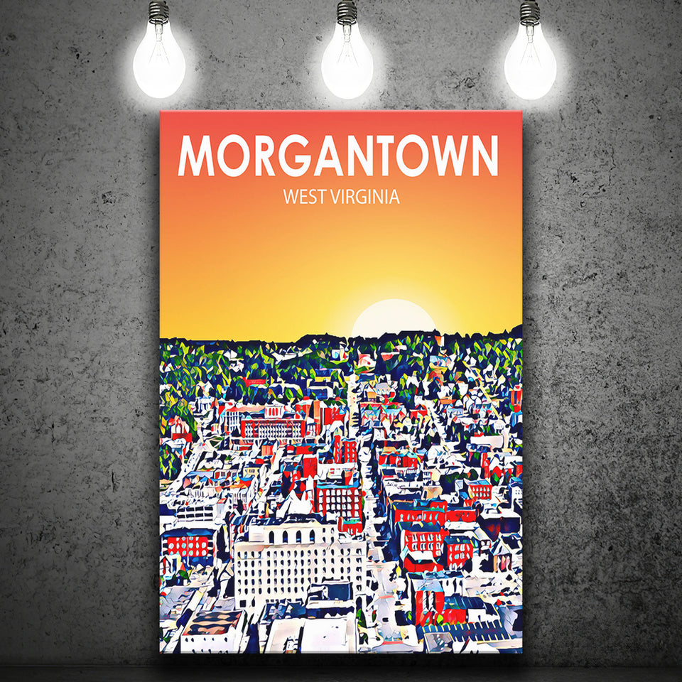 Morgantown WV Art ,City Art Print, Large Canvas, Canvas Print Wall Art Home Decor