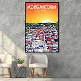 Morgantown WV Art, Large Canvas, Framed Canvas Print Wall Art Home Decor, Floating Frame