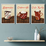 Morning Coffee Set of 3 Piece Framed Canvas Prints Wall Art Decor