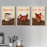 Morning Coffee Set of 3 Piece Framed Canvas Prints Wall Art Decor
