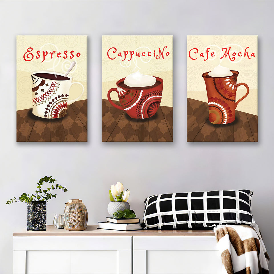 Morning Coffee Canvas Set of 3 Piece Canvas Prints Wall Art Decor
