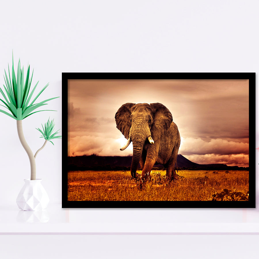 Morning Elephant Framed Art Prints Wall Decor - Painting Art, Black Frame, Home Decor, Prints for Sale