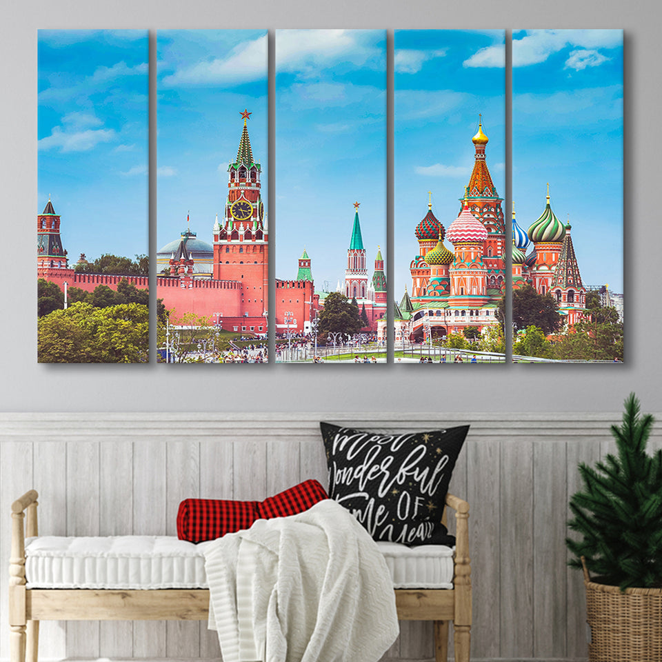 Moscow Skyline, Moscow 5 Panels B,Large Canvas,Canvas Prints Wall Art Home Decor