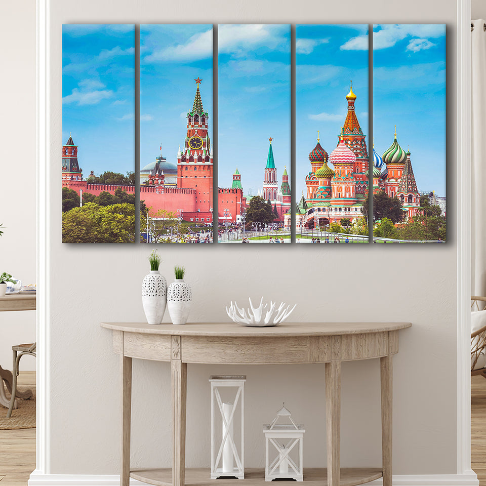 Moscow Skyline, Moscow 5 Panels B,Large Canvas,Canvas Prints Wall Art Home Decor