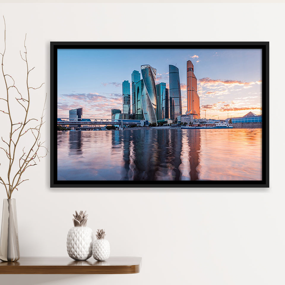 Moscow, Moscow Framed Canvas Prints Wall Art Decor, Black Floating Frame