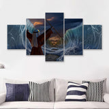 Moses Exodus Route Crossing the red sea 5 Pieces Canvas Prints Wall Art - Painting Canvas, Multi Panels, Wall Decor