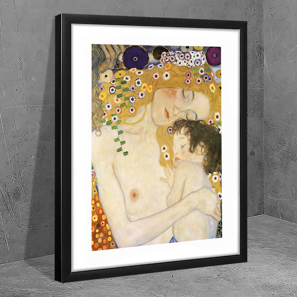 Mother and child detail from the three ages of woman by Gustav Klimt - Art Prints, Framed Prints, Wall Art Prints, Frame Art