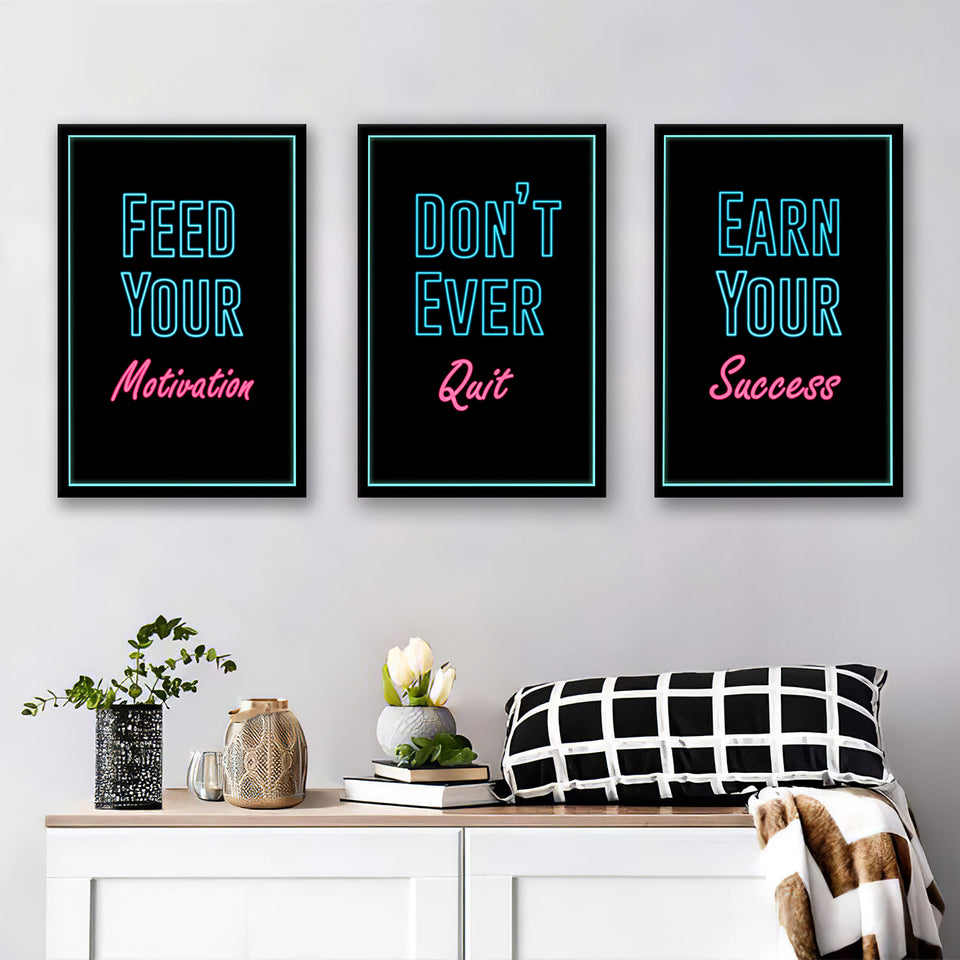 Motivation Wall Art Set of 3 Piece Canvas Prints Wall Art Decor