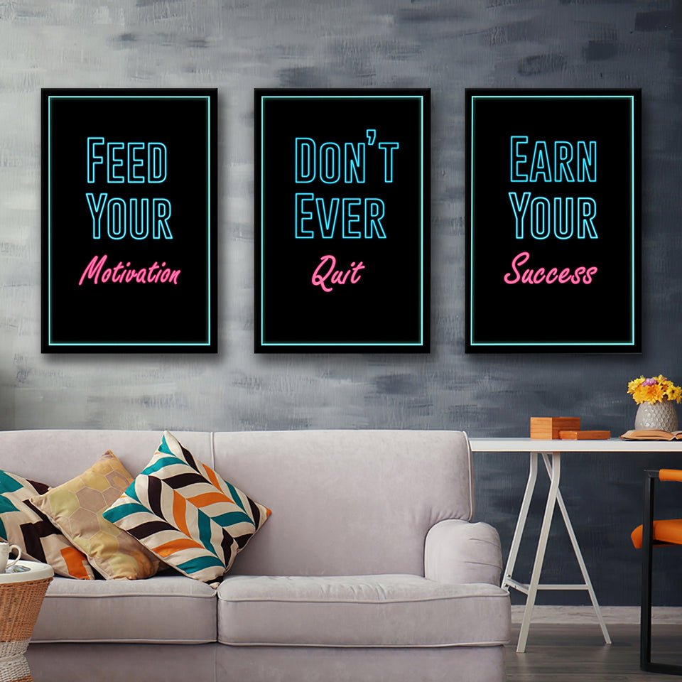 Motivation Wall Art Set of 3 Piece Canvas Prints Wall Art Decor
