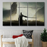 Motivational Art Canvas A Warrior Holding A Sword Motivational, 5 Piece Canvas Prints Wall Art Decor, Multi Panels
