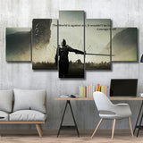 Motivational Art Canvas A Warrior Holding A Sword Motivational, 5 Piece Canvas Prints Wall Art Decor, Multi Panels