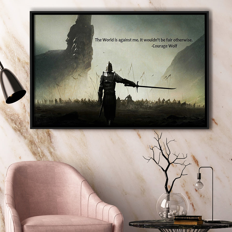 Motivational Art Canvas A Warrior Holding A Sword Motivational, Framed Canvas Prints Wall Art Decor, Framed Picture