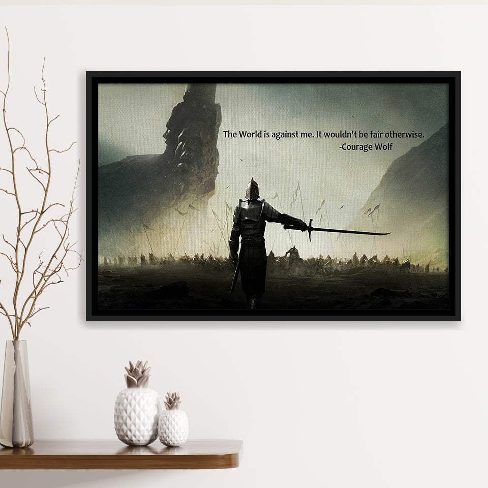 Motivational Art Canvas A Warrior Holding A Sword Motivational, Framed Canvas Prints Wall Art Decor, Framed Picture