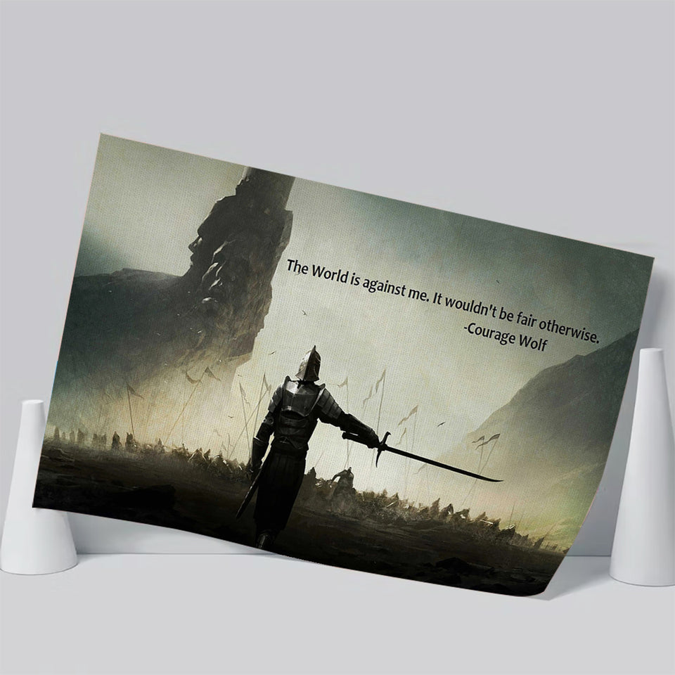 Motivational Art Canvas A Warrior Holding A Sword Motivational, Poster Art, Poster Print Wall Art Decor