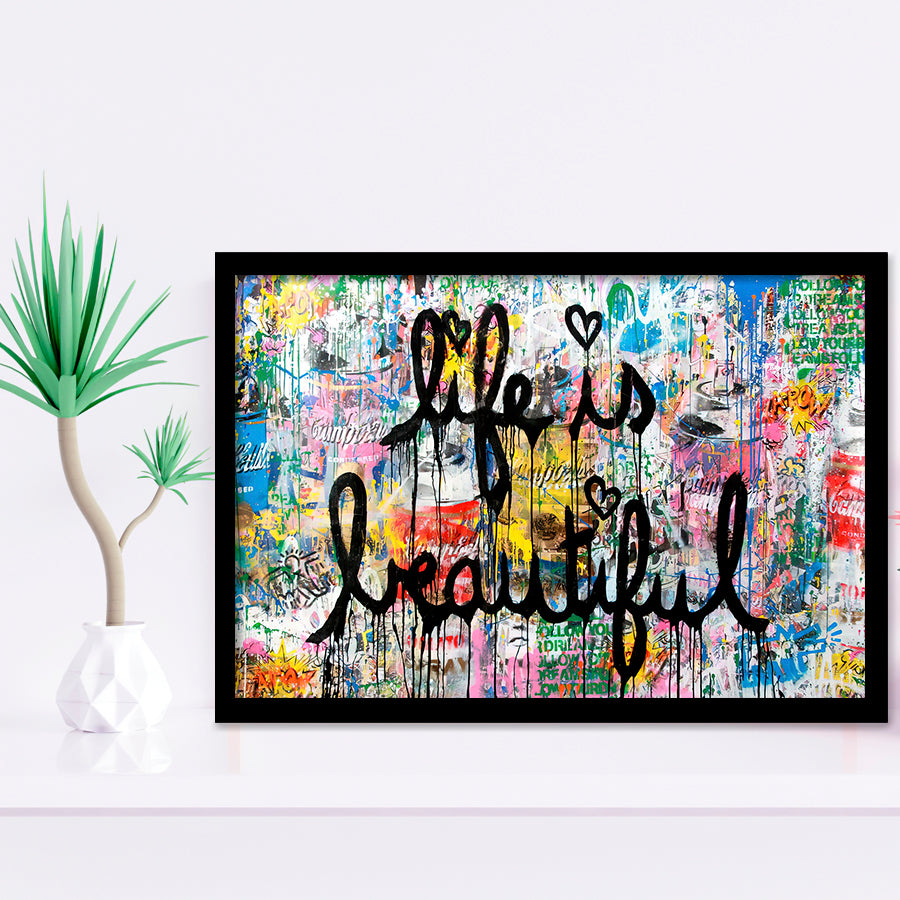 Motivational Canvas Life Is Beautiful Large Framed Art Prints Wall Decor - Painting Art,Framed Picture,For Sale, Ready to hang