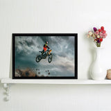 Motocross Jumping Over Mud Framed Canvas Wall Art - Framed Prints, Canvas Prints, Prints for Sale, Canvas Painting