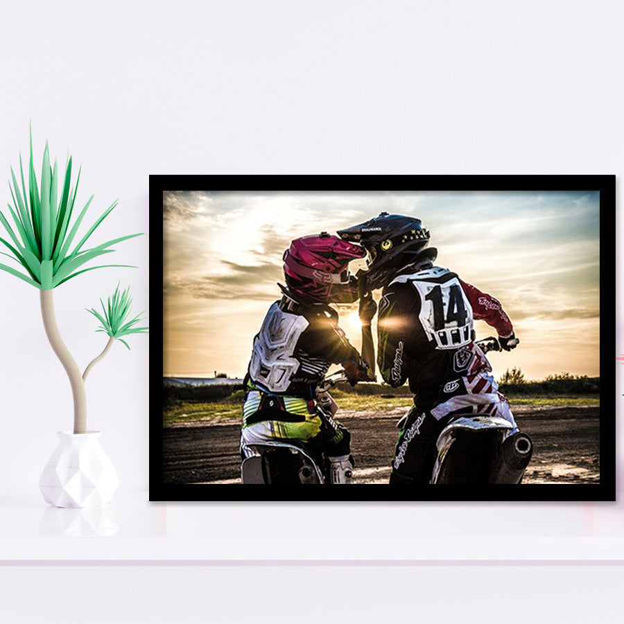 Motocross Love Art, Motocross Gift Framed Art Prints Wall Art Decor,Black Frame, Ready to hang