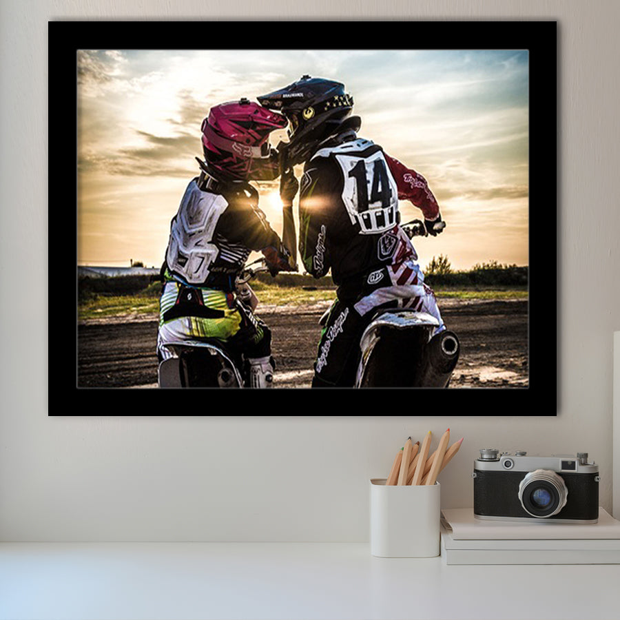 Motocross Love Art, Motocross Gift Framed Art Prints Wall Art Decor,Black Frame, Ready to hang
