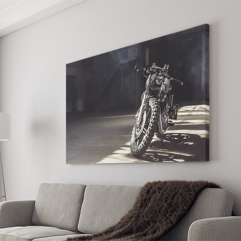 Motorbike Parked In The Garage Canvas Wall Art - Canvas Prints, Prints for Sale, Canvas Painting, Canvas On Sale
