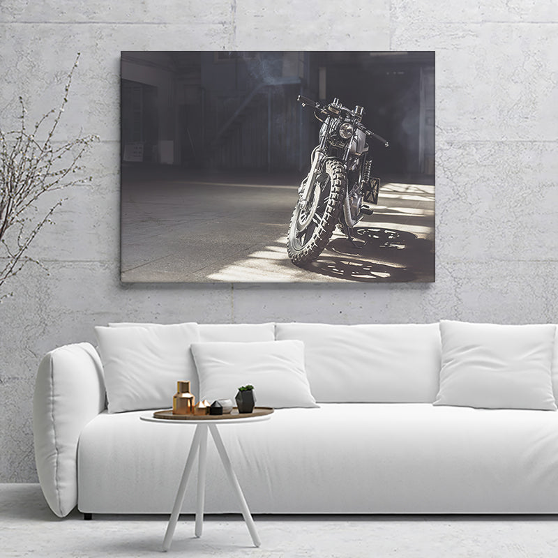 Motorbike Parked In The Garage Canvas Wall Art - Canvas Prints, Prints for Sale, Canvas Painting, Canvas On Sale