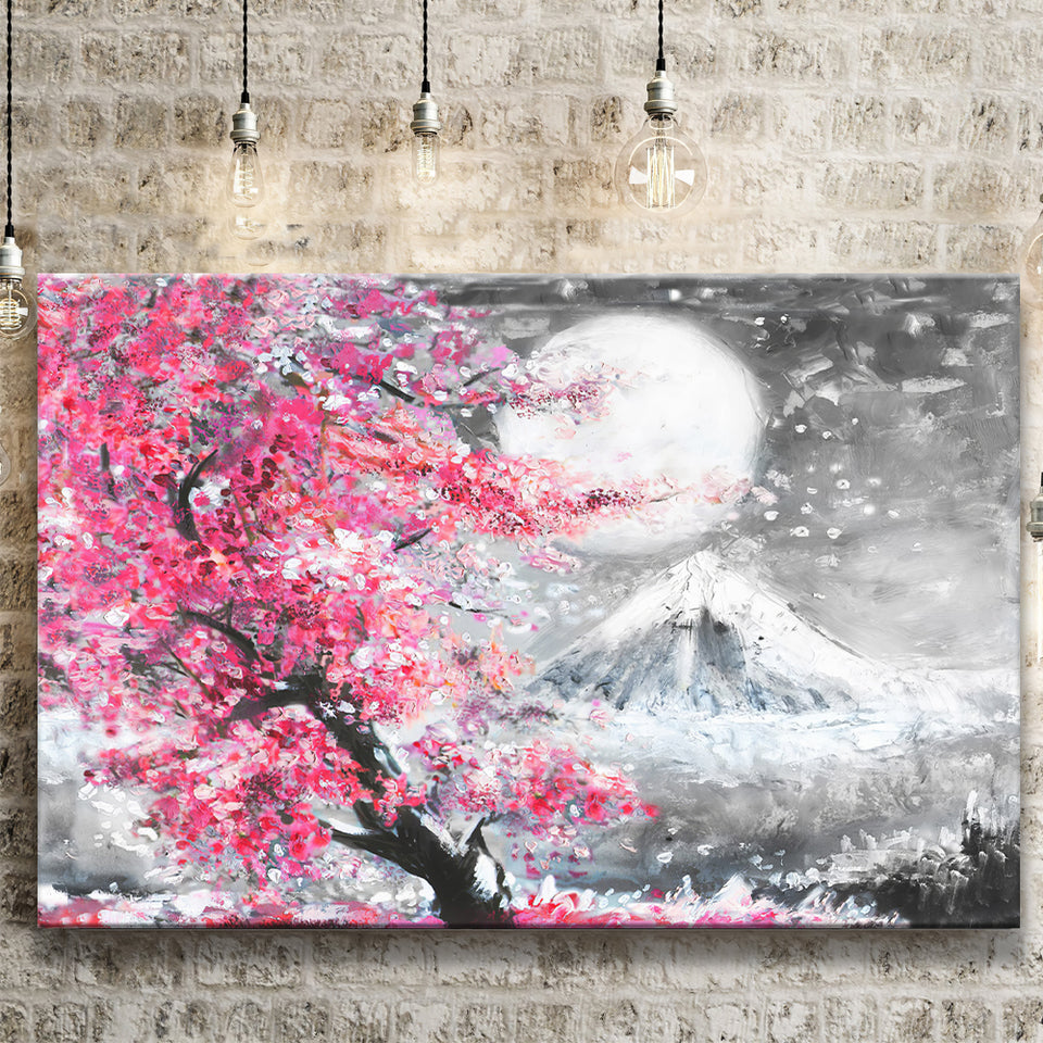 Mount Fuji Cherry Blossom Landscape Japan Canvas Prints Wall Art - Painting Canvas, Art Prints, Wall Decor, Home Decor, For Sale