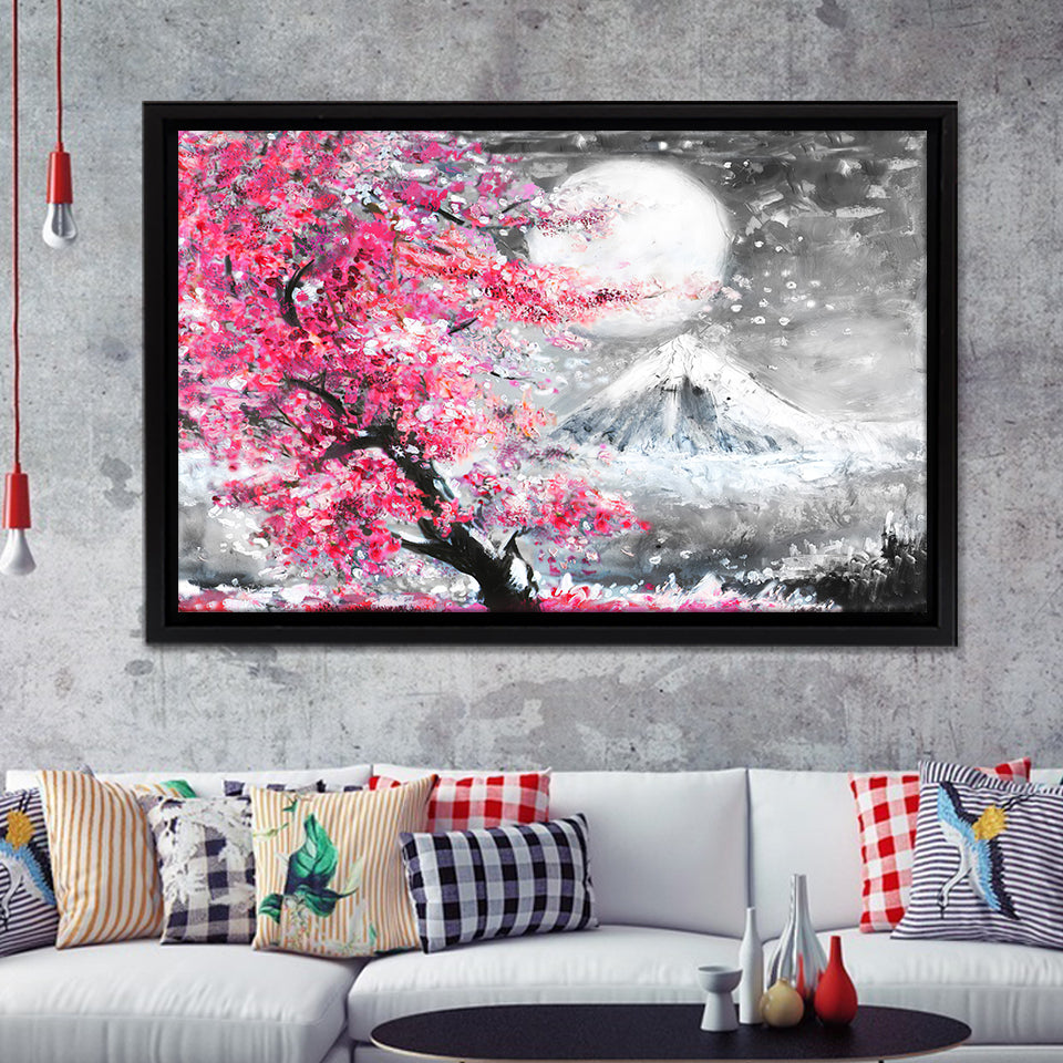 Mount Fuji Cherry Blossom Landscape Japan Framed Canvas Prints - Painting Canvas, Art Prints,  Wall Art, Home Decor, For Sale