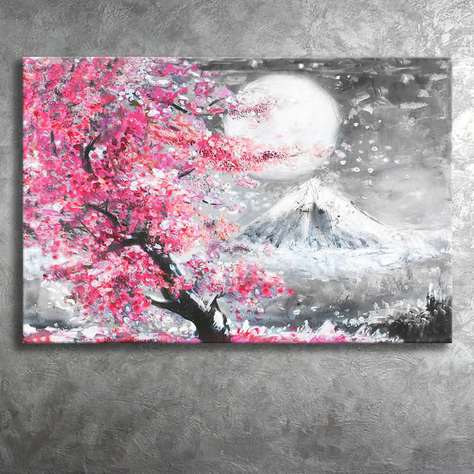 Mount Fuji Cherry Blossom Landscape Japan Canvas Prints Wall Art - Painting Canvas, Art Prints, Wall Decor, Home Decor, For Sale