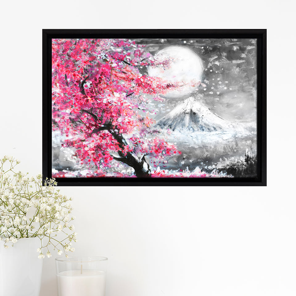 Mount Fuji Cherry Blossom Landscape Japan Framed Canvas Prints - Painting Canvas, Art Prints,  Wall Art, Home Decor, For Sale