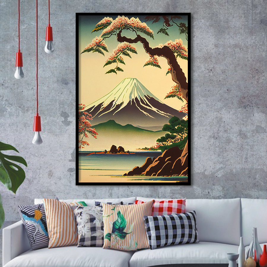 Mount Fuji Retro Art Print, City Art Print, Framed Art Print Wall Art Home Decor, Framed Picture