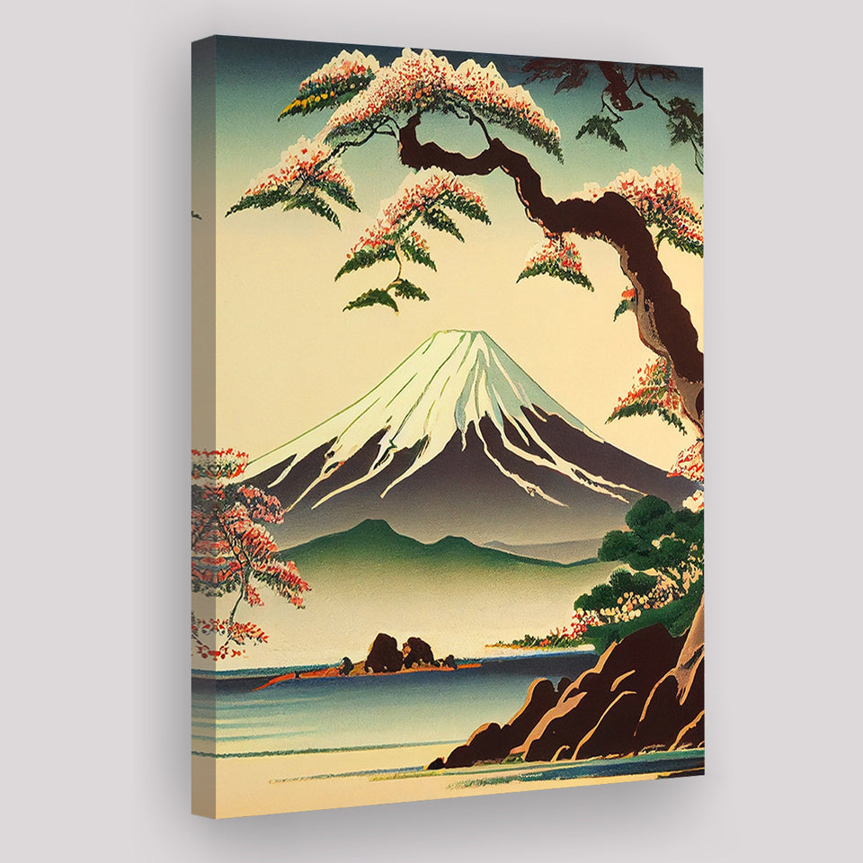 Mount Fuji Retro Art Print ,City Art Print, Large Canvas, Canvas Print Wall Art Home Decor