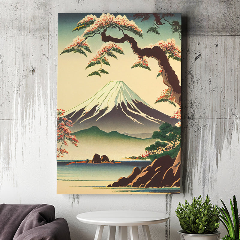 Mount Fuji Retro Art Print ,City Art Print, Large Canvas, Canvas Print Wall Art Home Decor