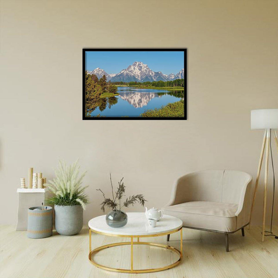 Mount Moran on Snake River Landscape - Mountain Art, Print Art, Frame Art
