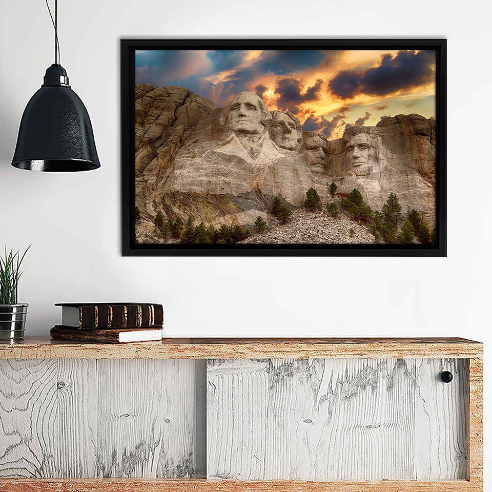 Mount Rushmore National Memorial Framed Canvas Wall Art - Framed Prints, Prints for Sale, Canvas Painting