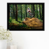 Mountain Bike, Dirt Bike Wall Decor Framed Canvas Prints Wall Art Decor, Black Floating Frame