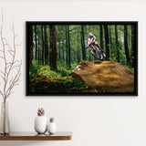 Mountain Bike, Dirt Bike Wall Decor Framed Canvas Prints Wall Art Decor, Black Floating Frame