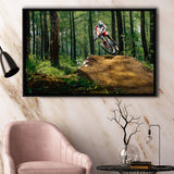 Mountain Bike, Dirt Bike Wall Decor Framed Canvas Prints Wall Art Decor, Black Floating Frame
