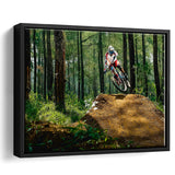 Mountain Bike, Dirt Bike Wall Decor Framed Canvas Prints Wall Art Decor, Black Floating Frame