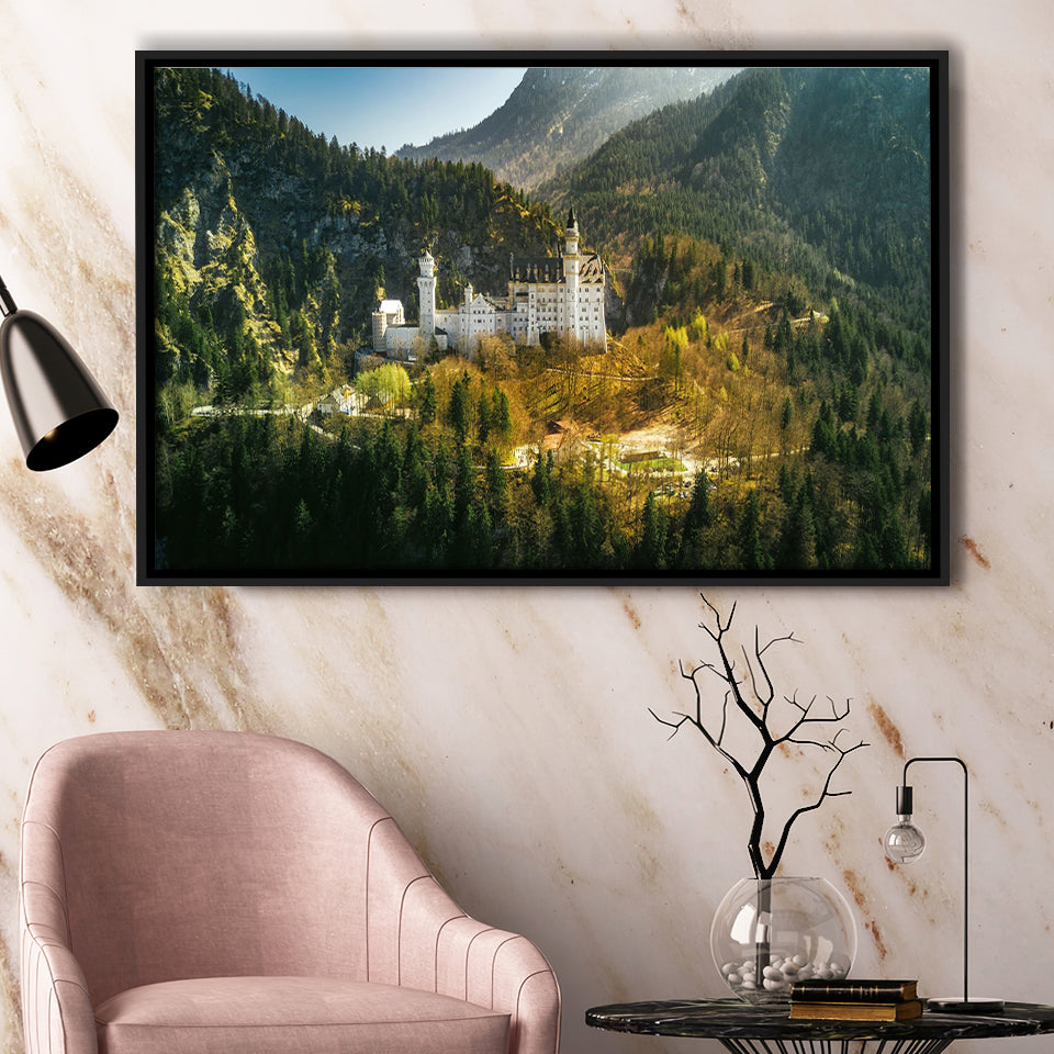 Mountain Forest Trees In Germany Framed Canvas Prints Wall Art - Painting Canvas, Wall Decor, Canvas Art, Floating Frame