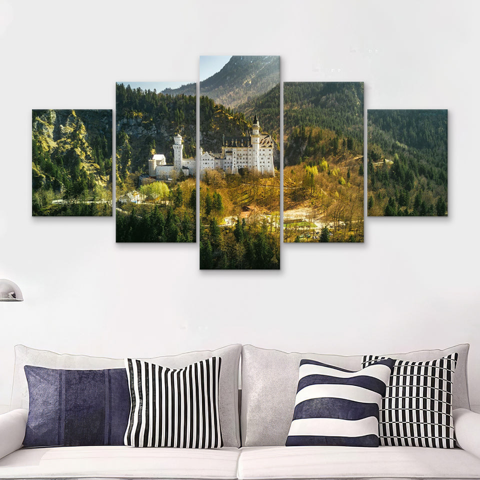 Mountain Forest Trees In Germany 5 Pieces Canvas Prints Wall Art - Painting Canvas, Multi Panel, Wall Decor, Canvas Art