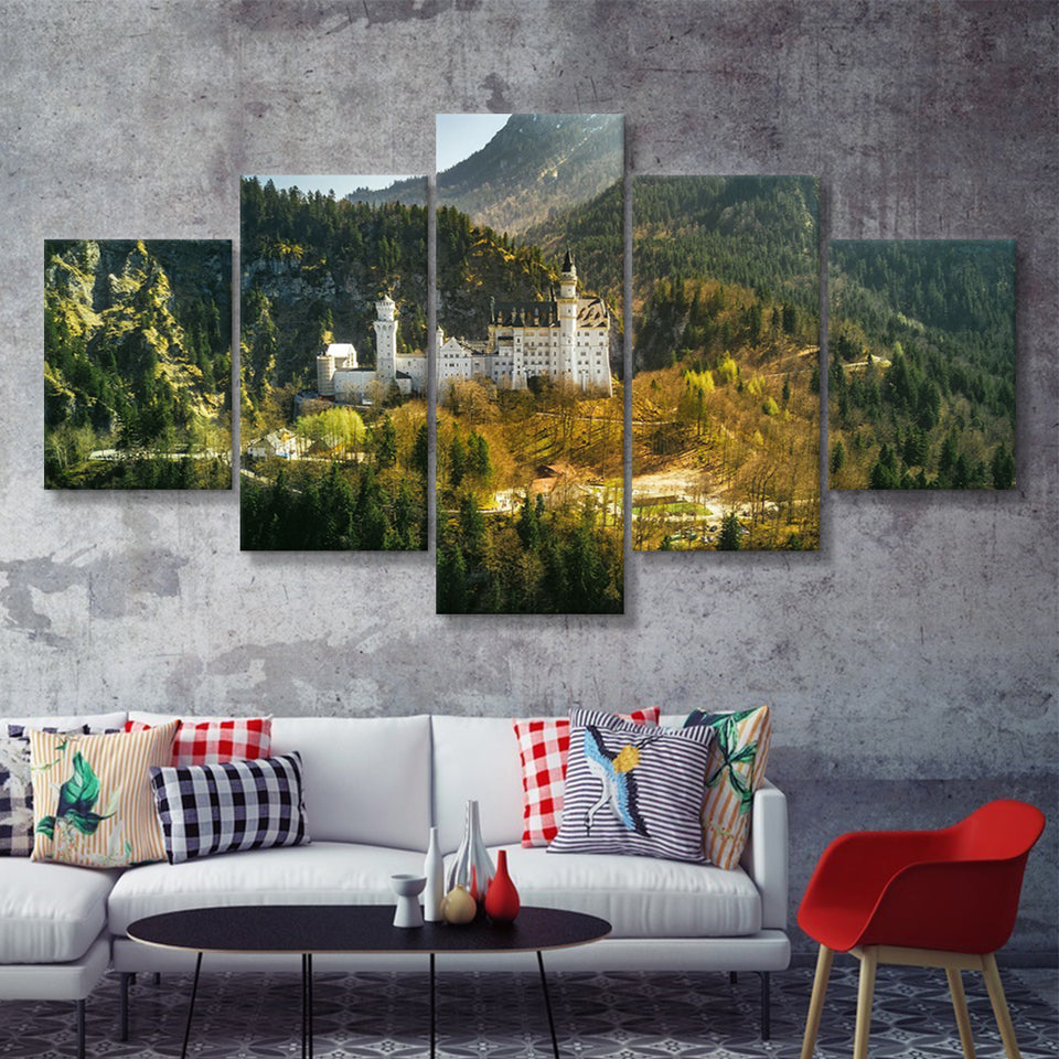 Mountain Forest Trees In Germany 5 Pieces Canvas Prints Wall Art - Painting Canvas, Multi Panel, Wall Decor, Canvas Art