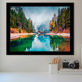 Mountain Lake Fog Mountain Framed Art Prints Wall Decor - Painting Art,Framed Picture,For Sale, Ready to hang
